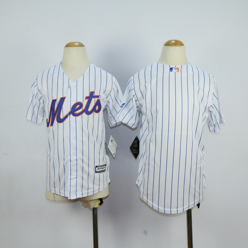 Youth New York Mets Blank White Stripe MLB Jerseys->women mlb jersey->Women Jersey